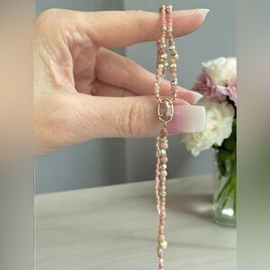 Kendra Scott Bethany Gold & Pink Rhodonite Necklace